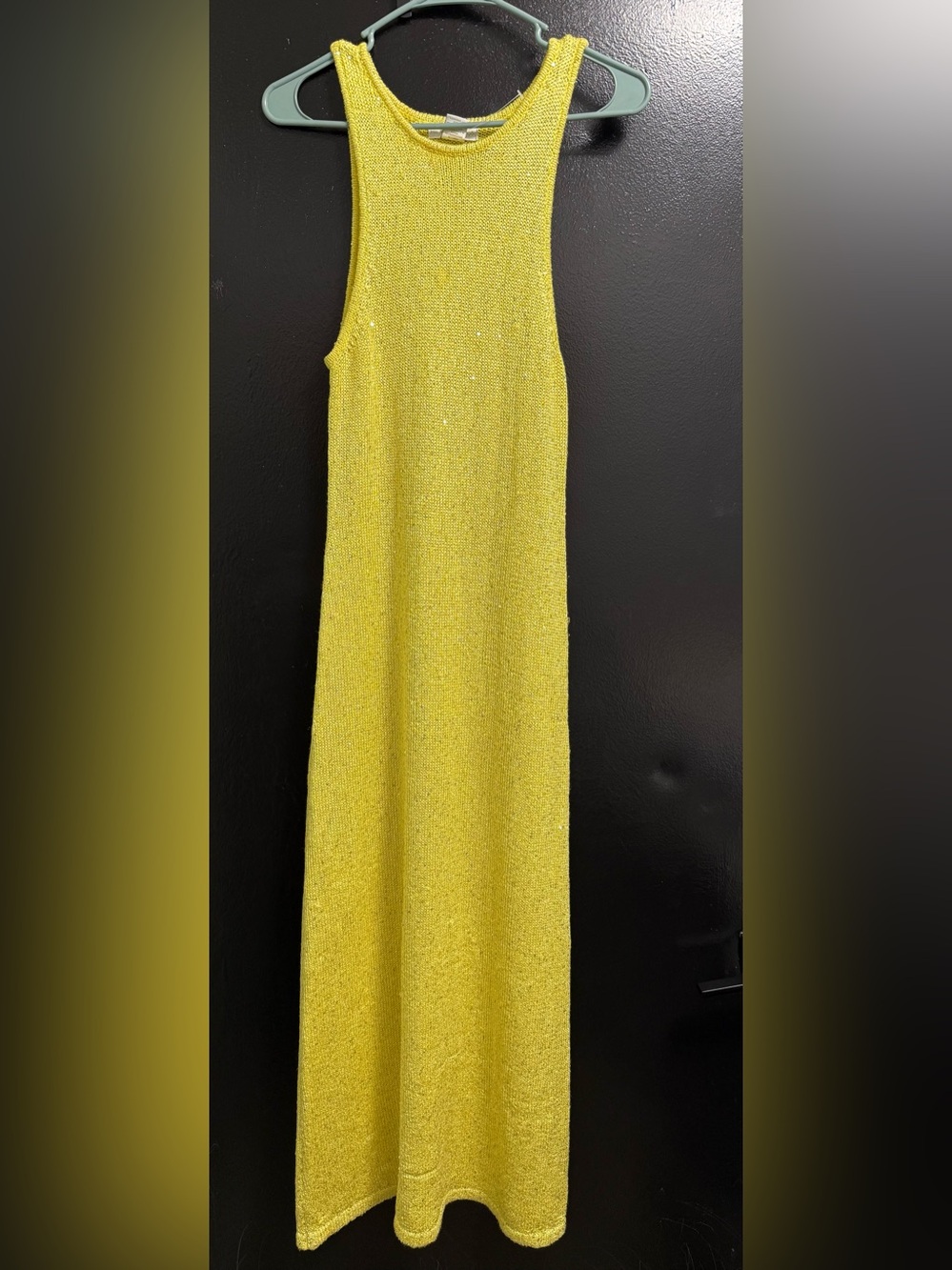 House of Harlow 1960 Yellow Sequin Knit Maxi Dress Size Medium